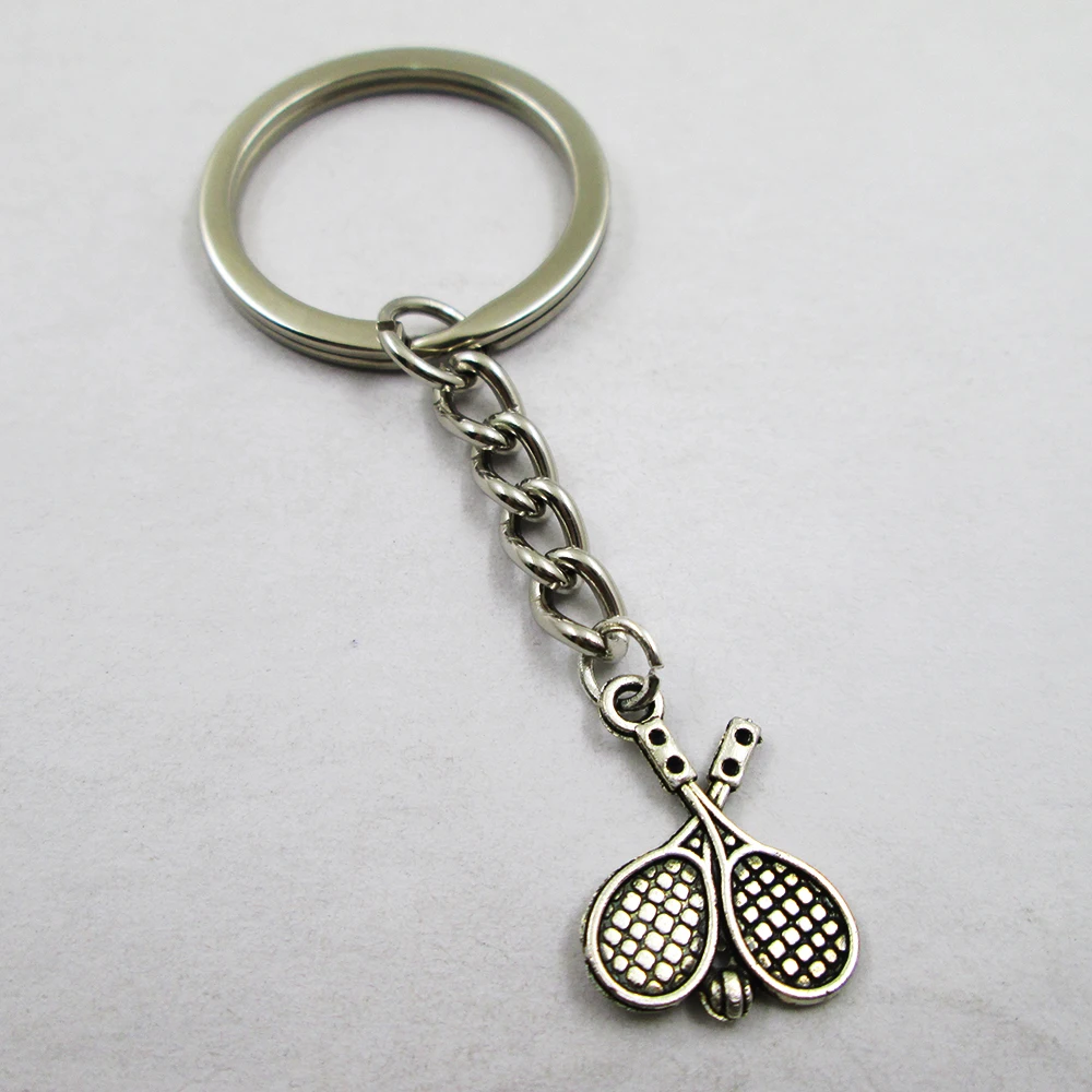 3pcs/lot Great Detail Tennis Racket  20x14mm charm keyring best frined,birthday  present ,pendant keychain