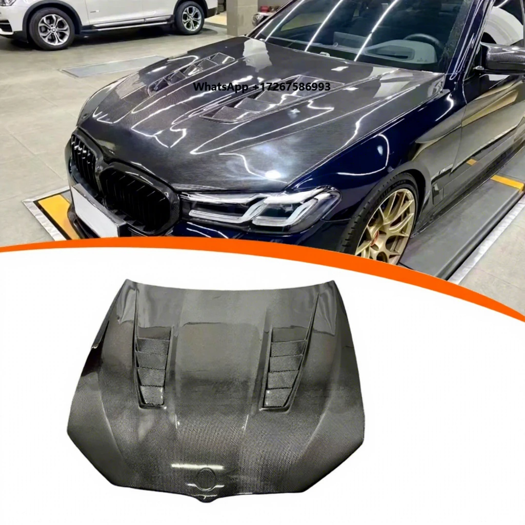 New High Quality Dry Carbon Fiber V Style Engine Vented Hood Bonnet Front for 5 Series G30 F90 M5 with 100% Fitment