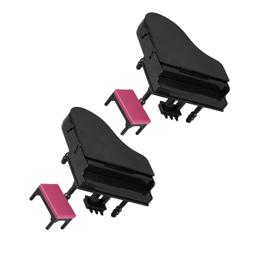 

2 Set Mini Piano Decorations Grand Musical Instrument Models Dollhouse Stool Furniture Decorate Ornaments