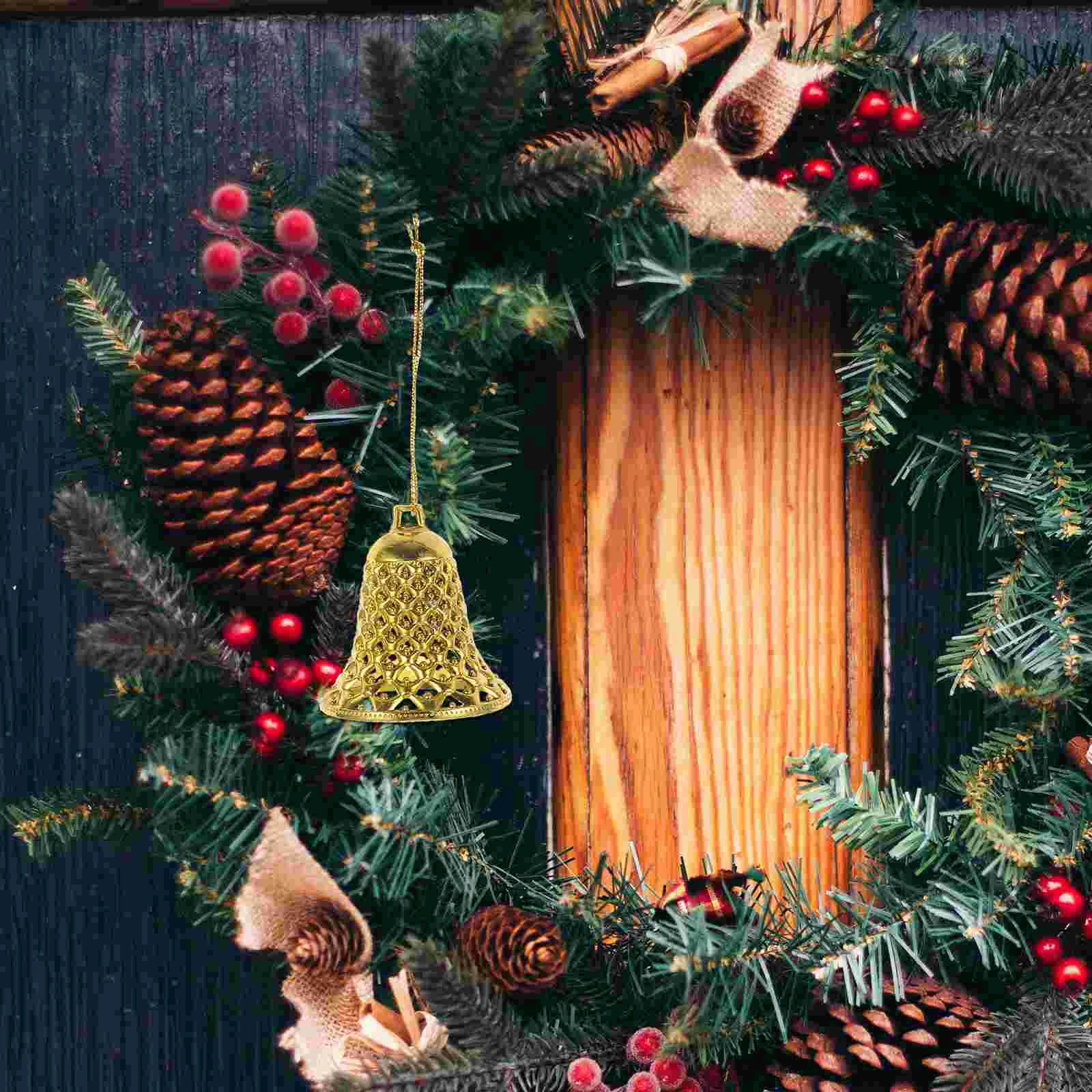 12 Pcs Christmas Bell Tree Decoration Pendant Decorations Hanging Light Post Ornament Supplies Plastic Xmas Party