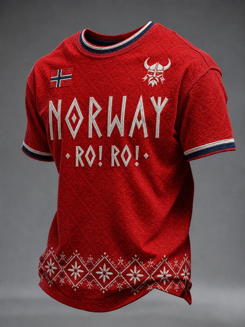 2027 Summer Best-selling Danish Men's Retro Viking Style 3D Printedout Sports Breathable Quick-Dry T-Shirt Family Style Top