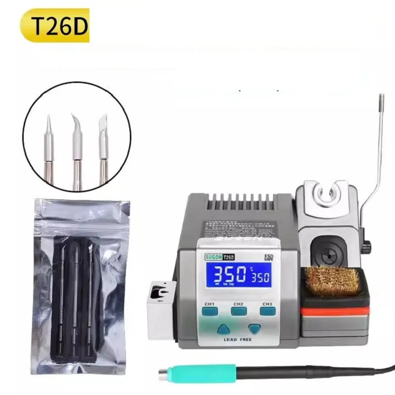 T26D Soldering Station with 3 tips, 500℃ 80W 2s Rapid Heating Soldering Iron Kit BGA PCB IC Repair Tools