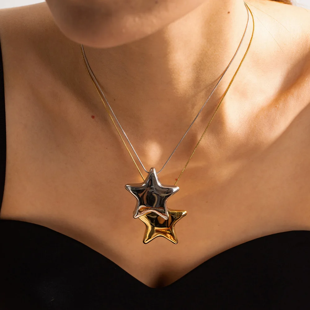 Yori 316L Stainless Steel Pentagram Pendant Necklace 18K Gold Color Gold Silver Color High Quality Fashion Waterproof Jewelry Gi