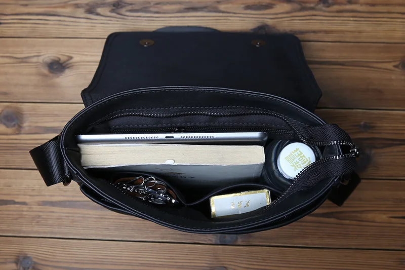 NZPJ-Leder-Umhängetasche für Herren, natürliches Rindsleder, vertikale Umhängetasche, lässig, großes Fassungsvermögen, Flip, Reißverschluss, 10", iPad – Detail 14