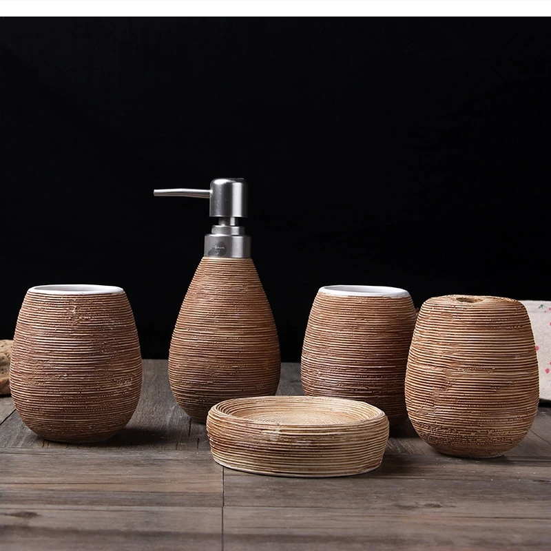 

Straw pattern bathroom bath gift sets home 5pcs/set accessories products