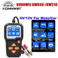 KONNWEI KW650 Car Battery Tester KW218 6V 12V Motorcycle Auto Analyzer 100-2000CCA Car Moto Cranking Charging Test Tool PK KW510