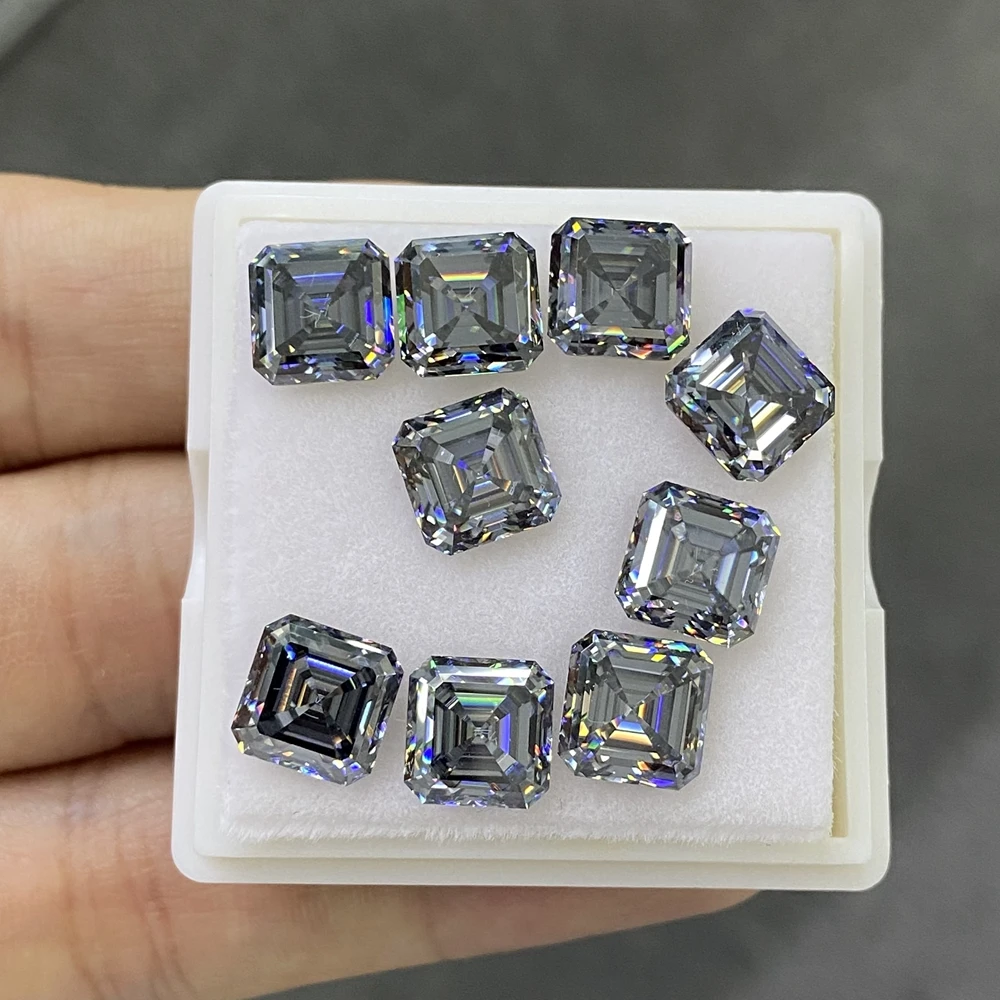 Meisidian 5x5mm To 12x12mm  Newest Asscher Cut 100% Real Moissanite Loose Lab Grown Grey Color Diamond On Sale