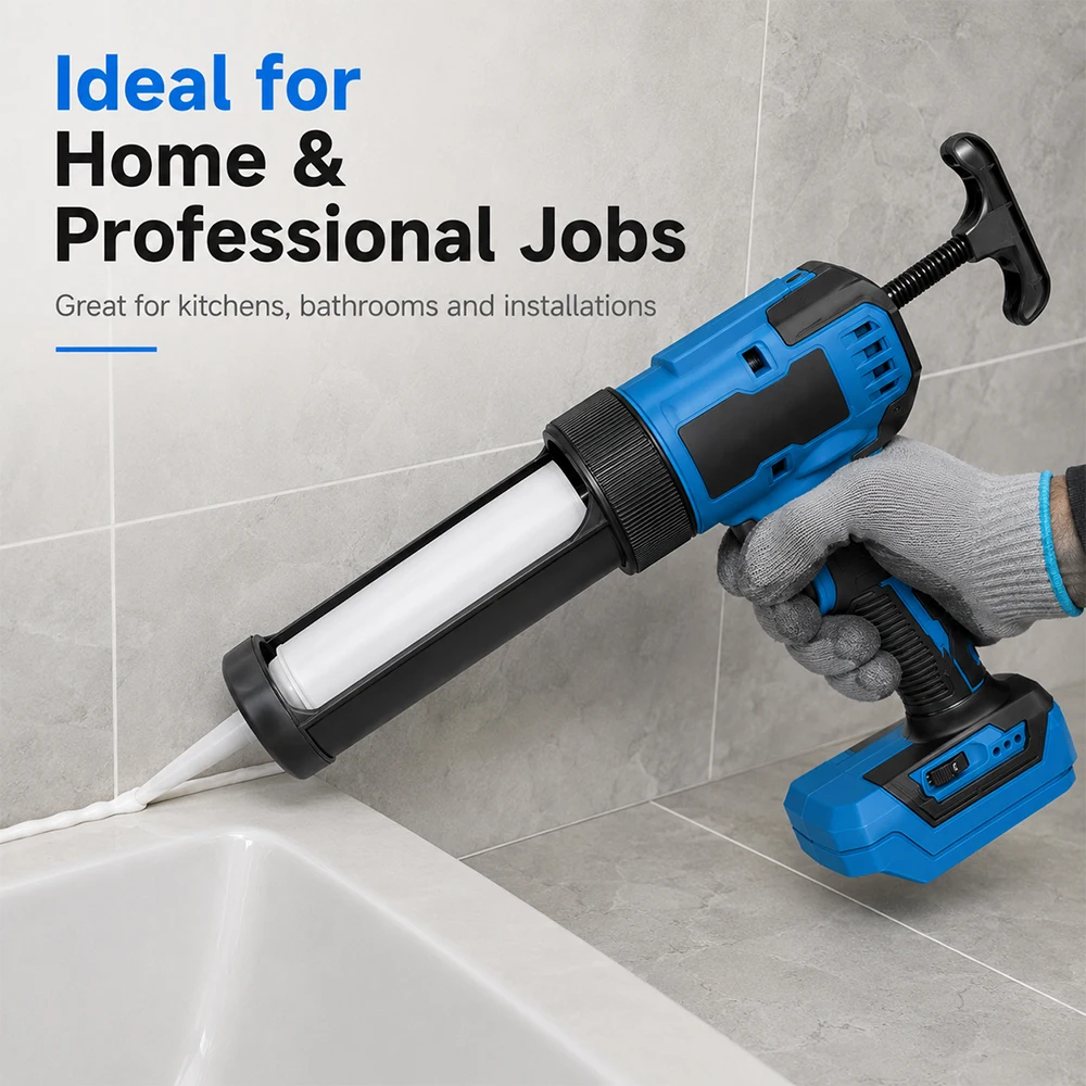 Wireless Power Electric Glue Gun Sealant Filling Tool 6-Speed Adhesive Cement Sewing Gun for Window & Glass Sealing
