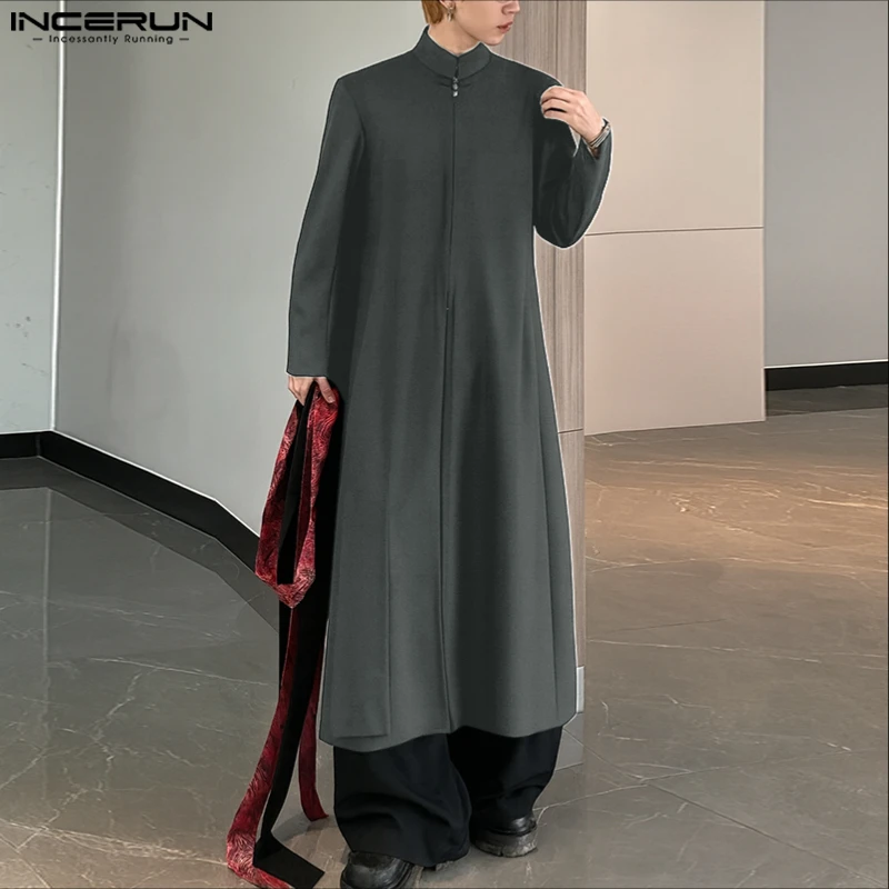 

INCERUN Men Long Style Shirt Stand Collar Long Sleeve Casual Men Clothing Streetwear Loose 2025 Fashion Leisure Long Tops S-5XL