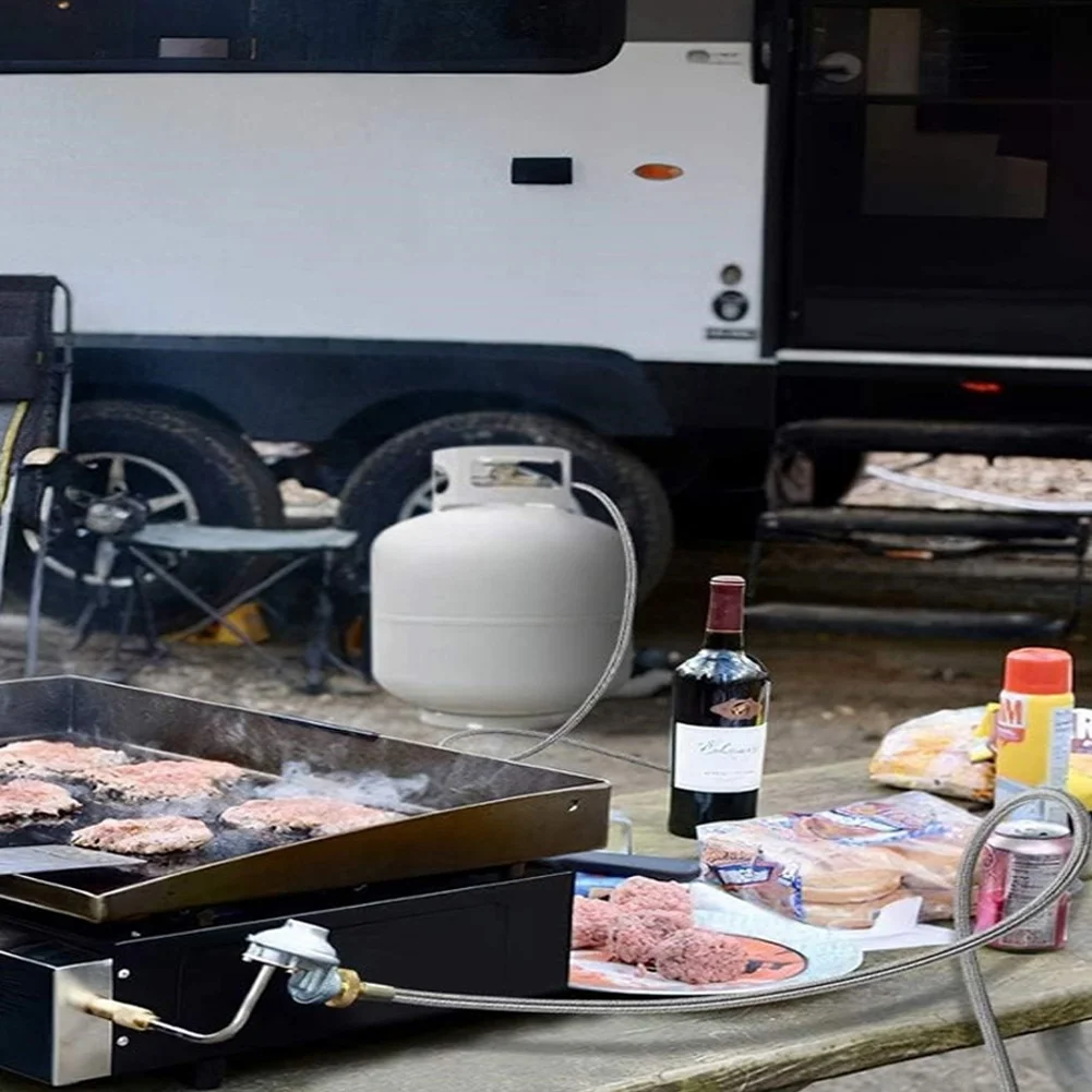 

6FT Propane Hose Adapter with Pressure Gauge for Weber Q Grills and For Coleman Portable For Tabletop Griddles