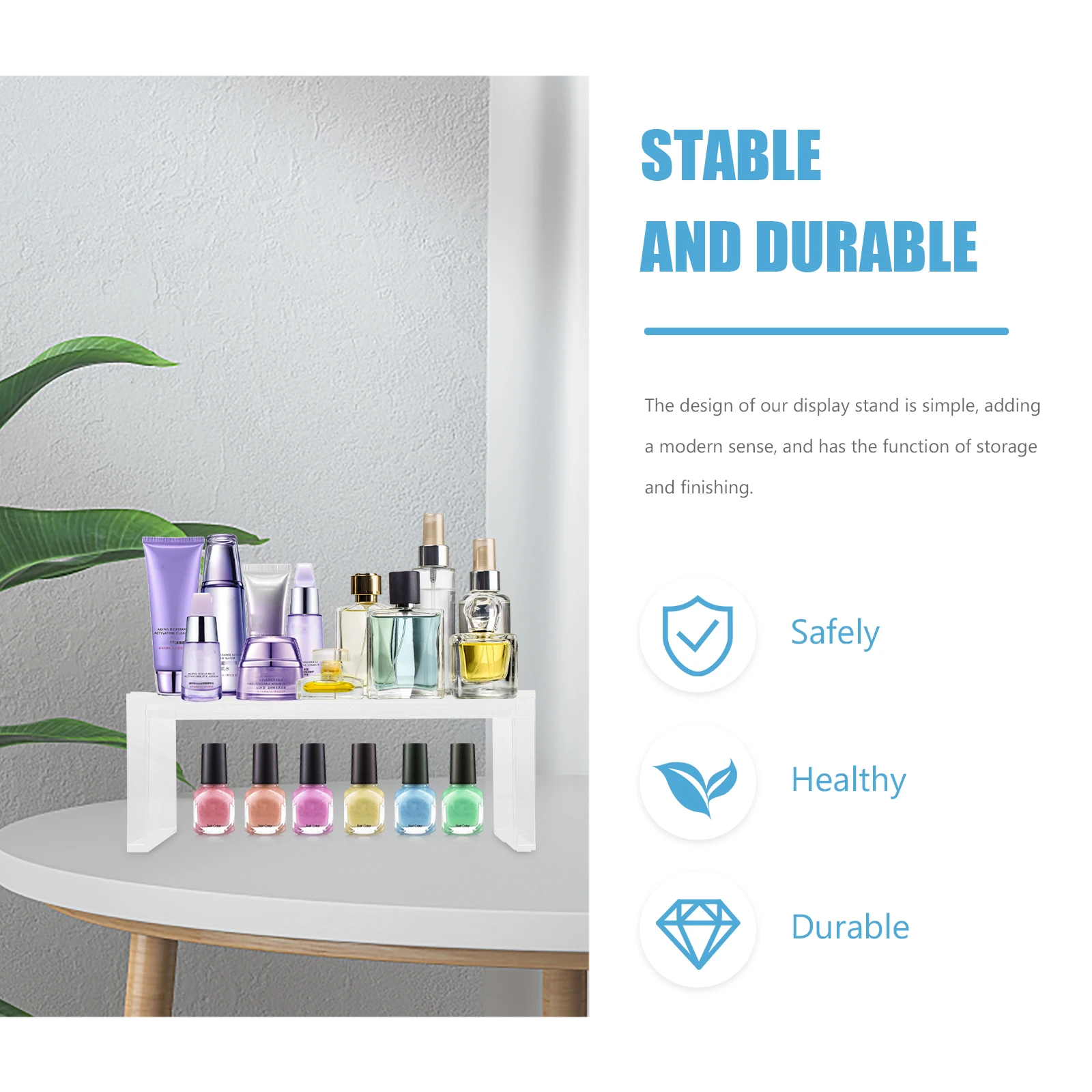 

1Set Desktop Storage Rack Multi-Function Organizer Clear Display Stand for Home Salon Decor Stable Modern