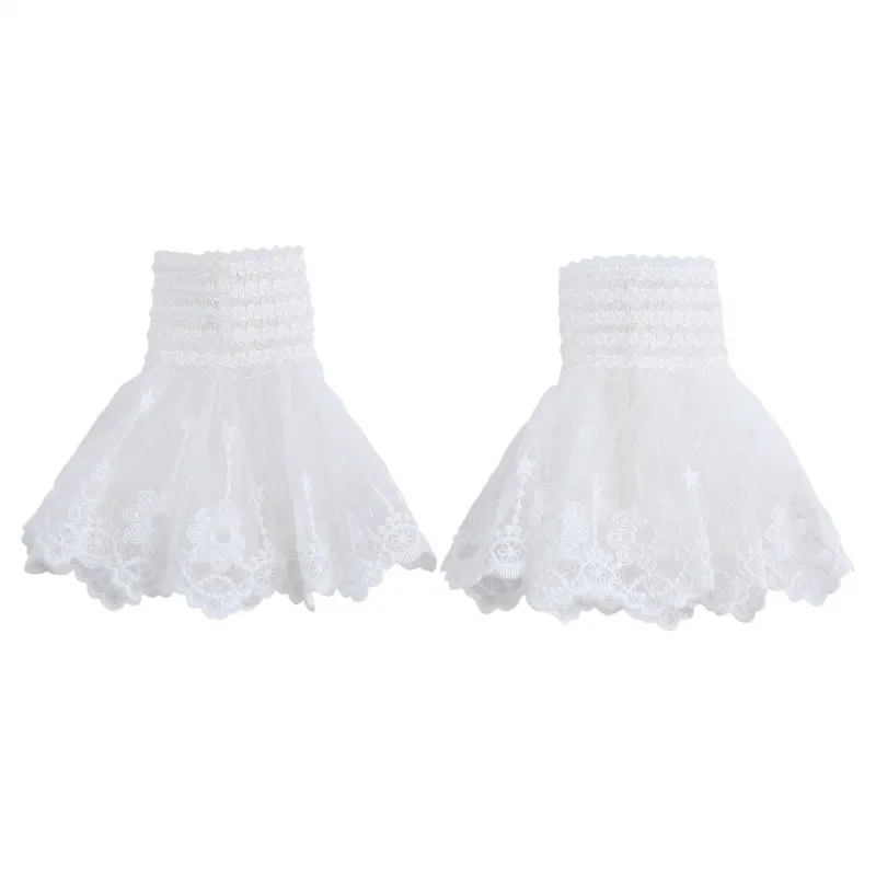 새로운 화이트 여성 레이스 꽃 분리형 슬리브 가짜 커프스 여성 Pleated 플레어 슬리브 가짜 커프스 프릴 팔찌 장식