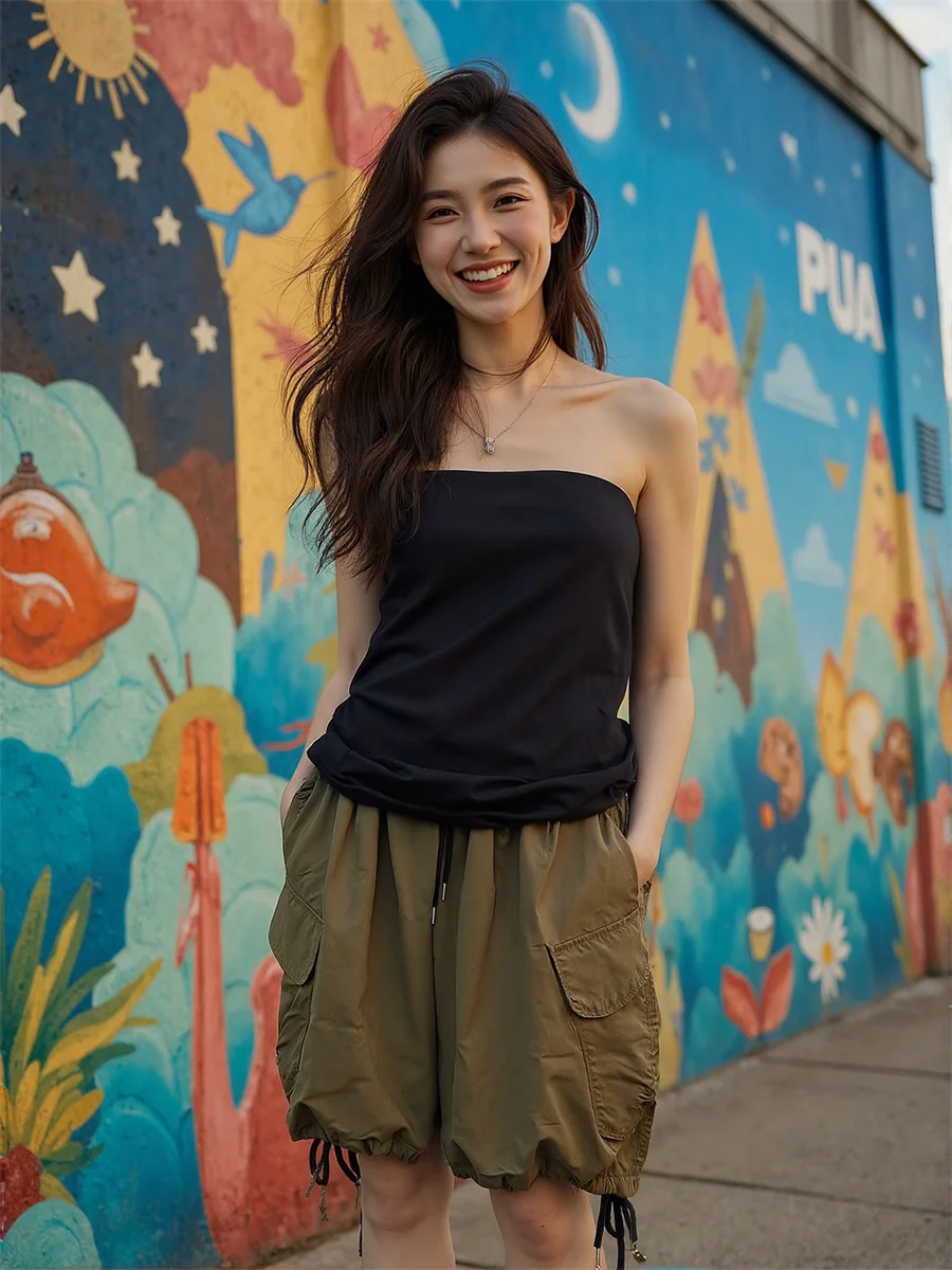 شورت نسائي واسع الساق متعدد الجيوب Y2K من قماش الدنيم Harajuku Gyaru ممزق منخفض الارتفاع بقصة ضيقة أزرق محب عصري جان كلوبوير