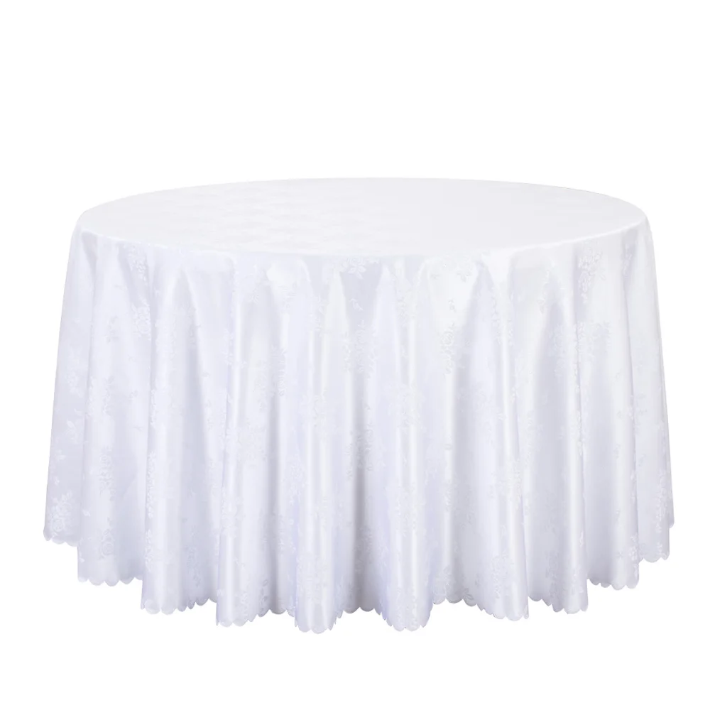 White Pink Round Table Cloth For Hotel Wedding Party Jacquard Damask Table Linens Solid Table Covers Dining Tablecloths 260cm