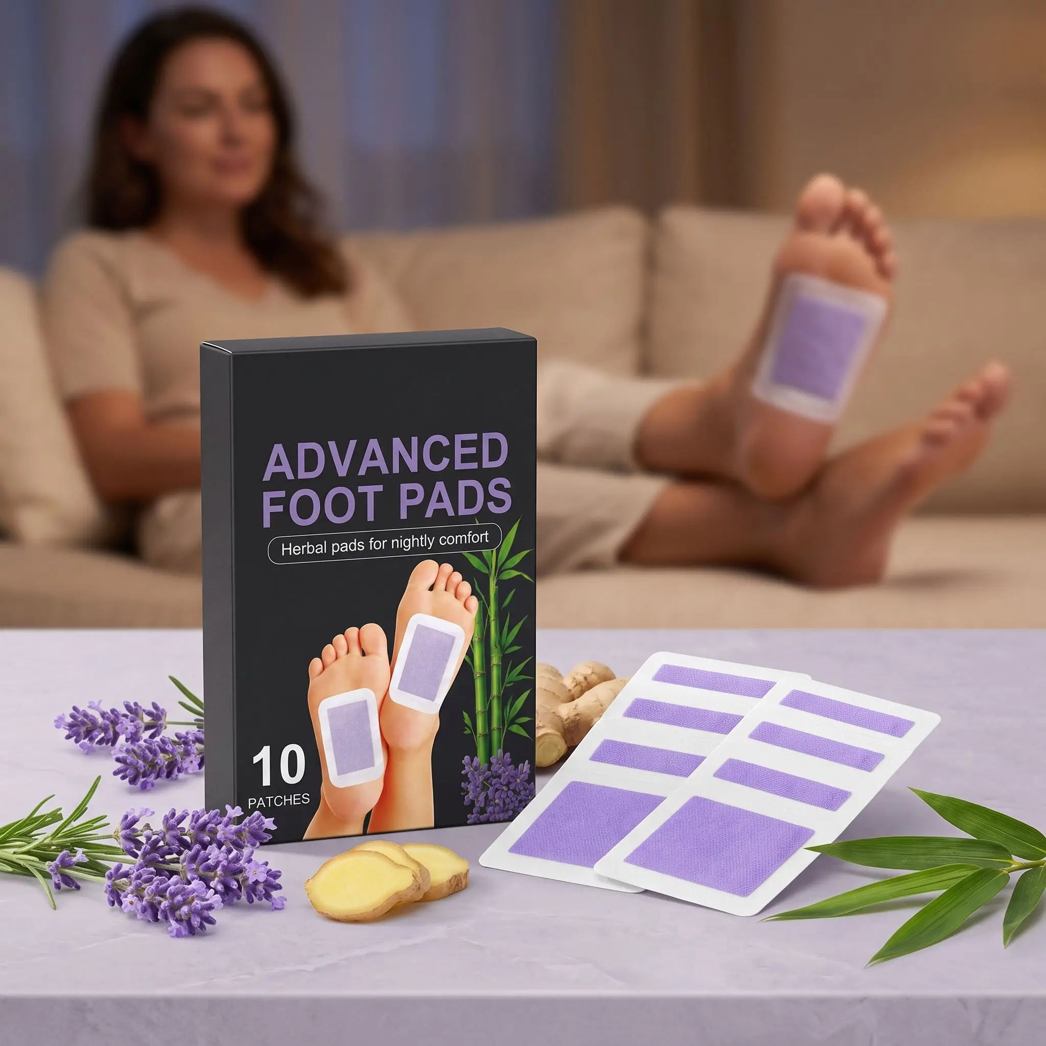 Herbal Foot Care Pads Gentle Skin‑Friendly Night‑Use Relaxing Foot Patches Home Foot Cosmetic Care 10Pcs
