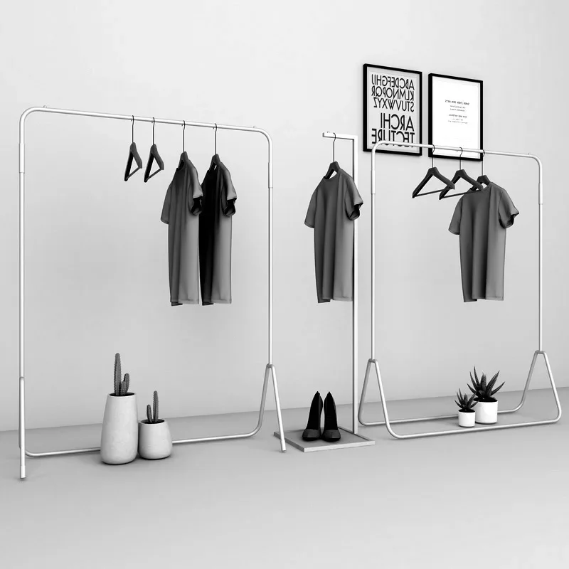 Stainless steel clothing store display rack, men's and women's clothing store brushed clothing rack, floor-to-ceiling clothes di