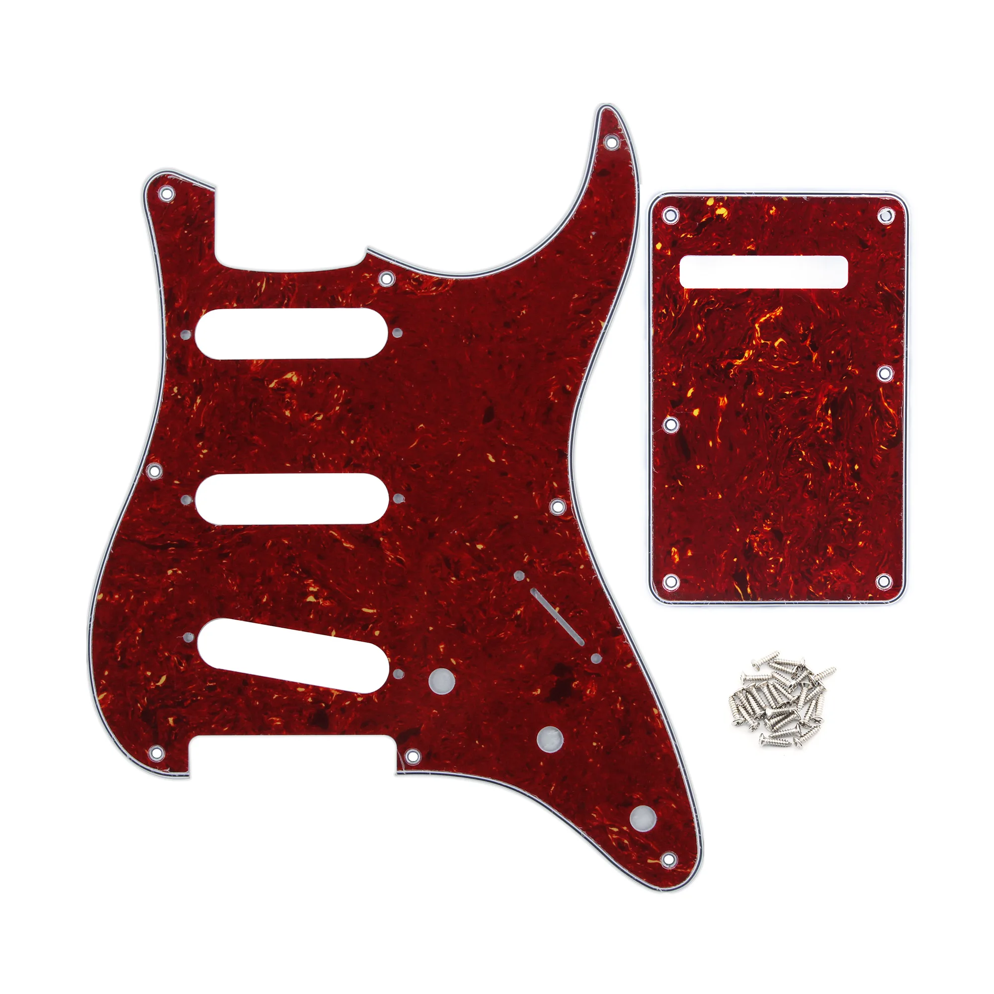 FLEOR Set of Vintage 8 Holes ST Pickguard SSS Guitar Back Plate & Screws for Electric Guitar Parts, 7 Colors Choose
