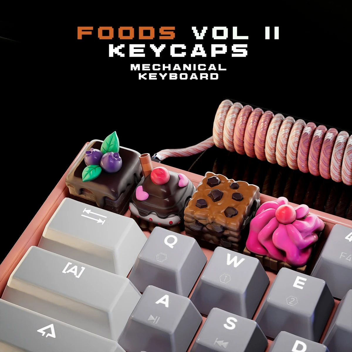 Niedliche Tastenkappen mit Kreuzachse, Schokoladenkuchen-Tastenkappen für mechanische Tastatur, Tastenkappe, Dekoration, Spielzubehör