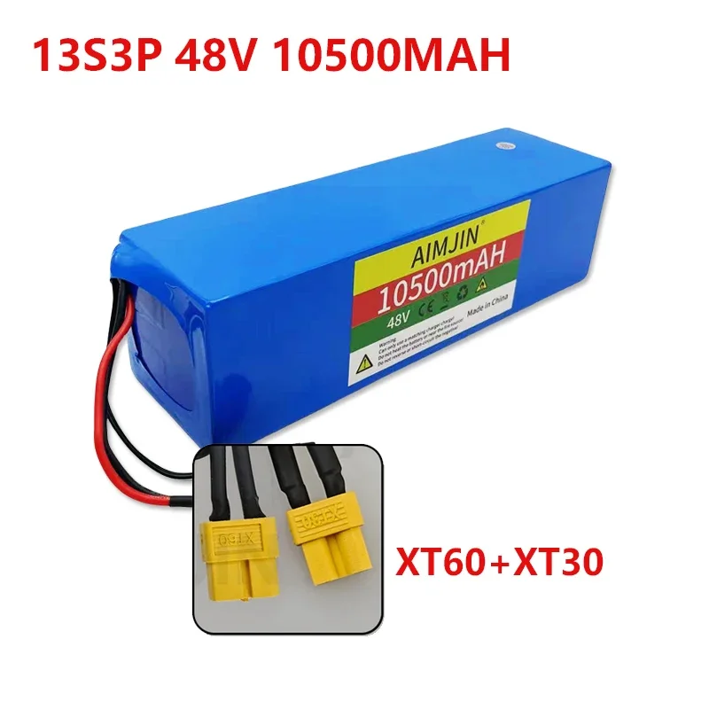 48V 10.5Ah/1050mAh 1000W 13S3P 18650 lithium-ion battery pack with BMS+charger