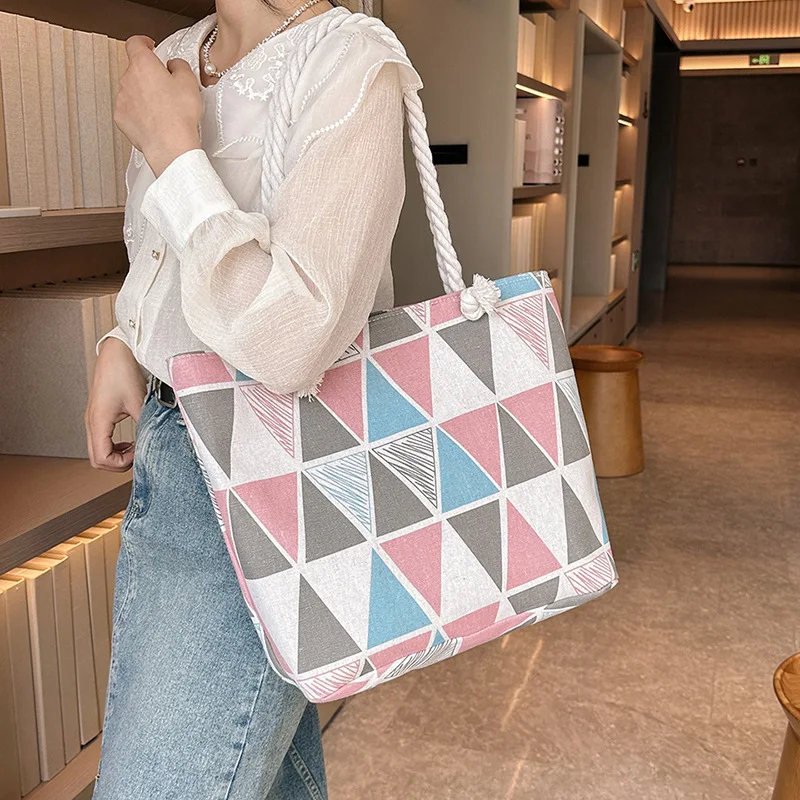 

Ladies' Shoulder Bags Ethnic Style Hemp Rope Fashionabl, Simple Versatile Canvas Bags Large Capacity Portable Tote Bags For Girl