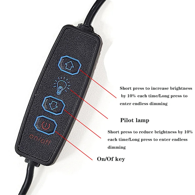 1Pcs DC5V USB Light color Dimmer controller 1.5m 3keys cable with LED Lamp Board 2W 3W Light Source white /Warm