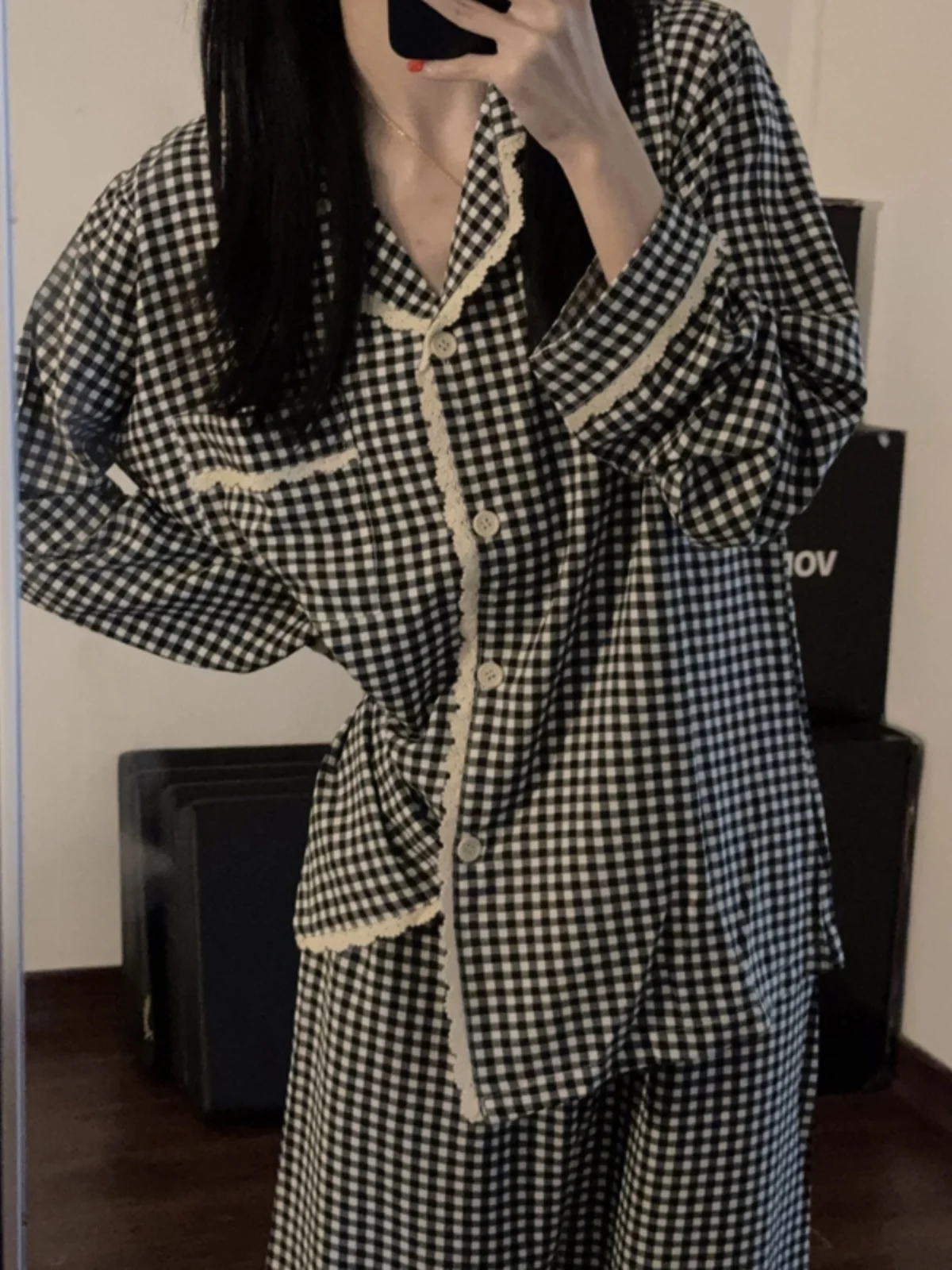 Plaid Sleepwear Women's Autumn Style Long Sleeve Long Pants Home Clothes Set Sweet Sensation Outerwear Suitable for Autumn Wi...