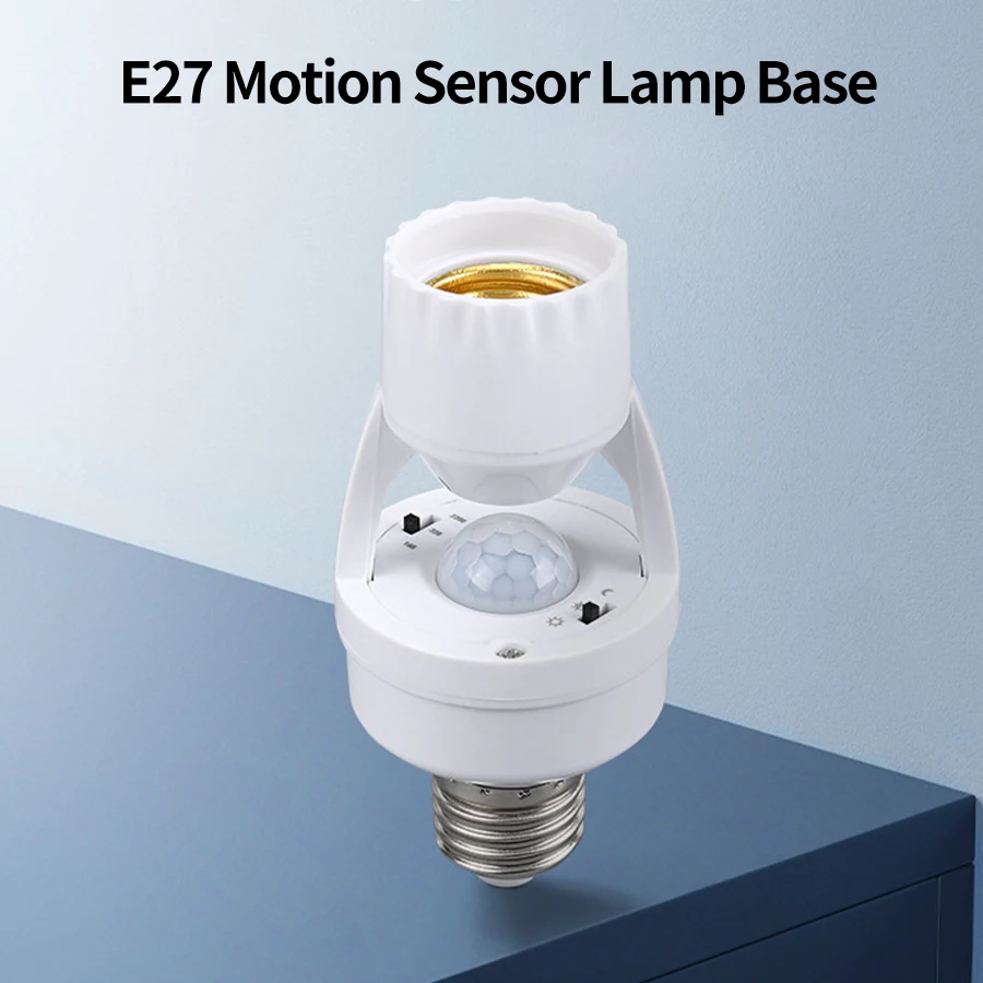 E27 Lamp Head 85-265V Human Body Infrared Sensor Lamp Holder Household Two-Column Lamp White Shell For Aisle Bedroom Living Room