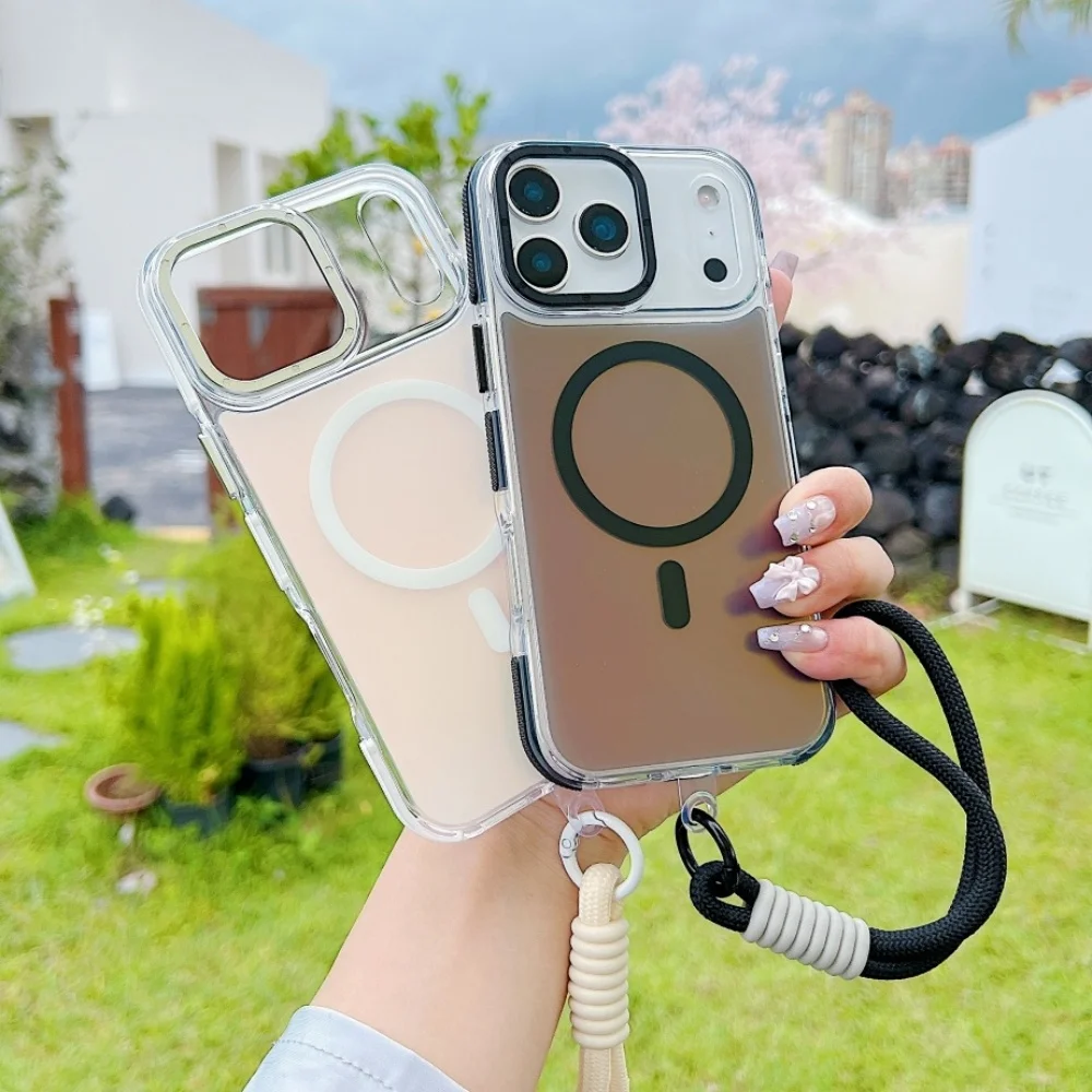 Tali Magnetik Laser Gradient Untuk Casing Magsafe untuk iPhone 17 Pro Max Air 16e 15 14 Plus 13 12 11 Pro Casing Ponsel Akrilik Transparan