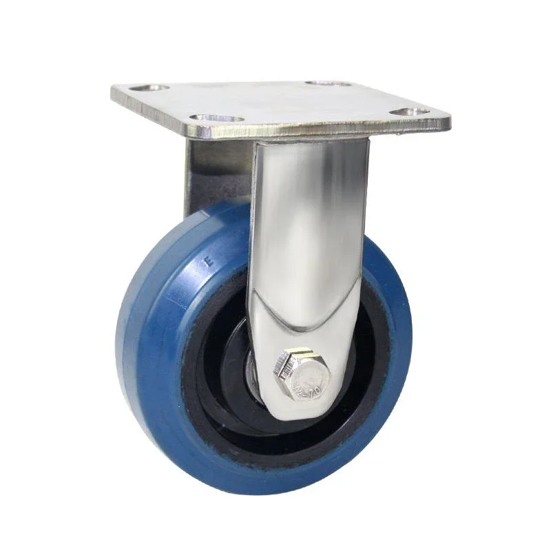 6 inch Stainless Steel Swivel Plate Caster Industrial Caster with Elastic Rubber Wheel and Brake OEM Customizable caster wheels