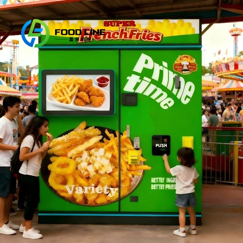 French Fries Vending Machine, Fast Cooking System 24 Hours Unattended Self‑Service Snack Equipment For Shopping Mall Bus Station