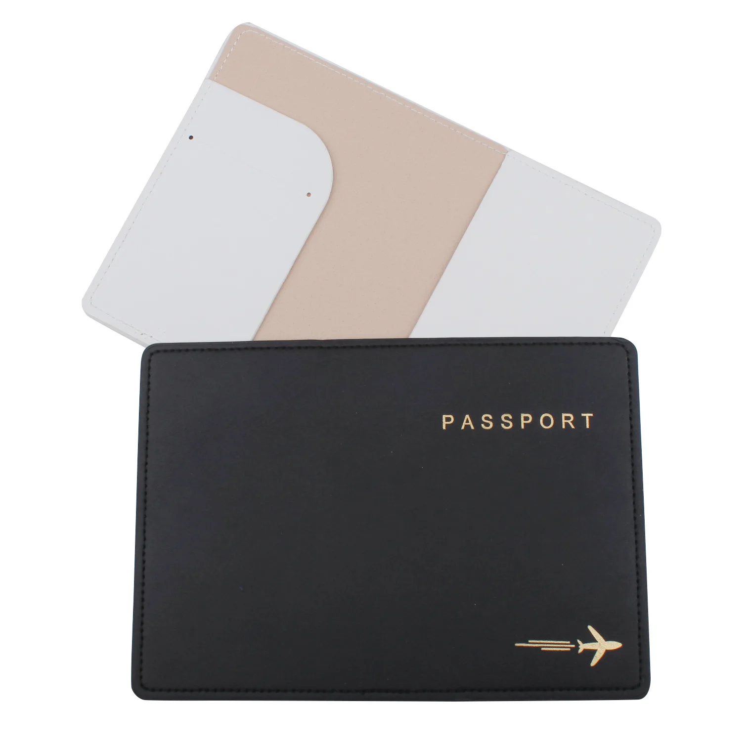 Couverture de Passeport Simple en Cuir PU, Porte-cartes, Unisexe, Noir, Blanc, Mince, de Voyage, Portefeuille Cadeau, Nouvelle Collection