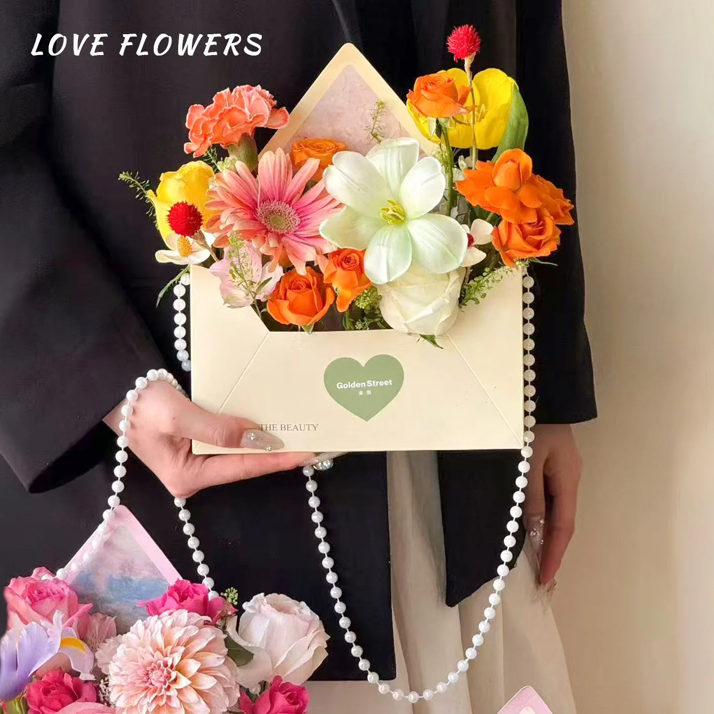 Florist Supply Paper - 5 Stile Umschlagförmige Blumenbox Liebesbrief-Design DIY
