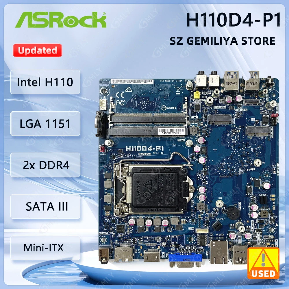 ASROCK H110D4-P1 Mini-ITX اللوحة LGA1151Intel H110 DDR4 دعم i7-6700 i7-7700 i3-6100 i3-7100 وحدة المعالجة المركزية