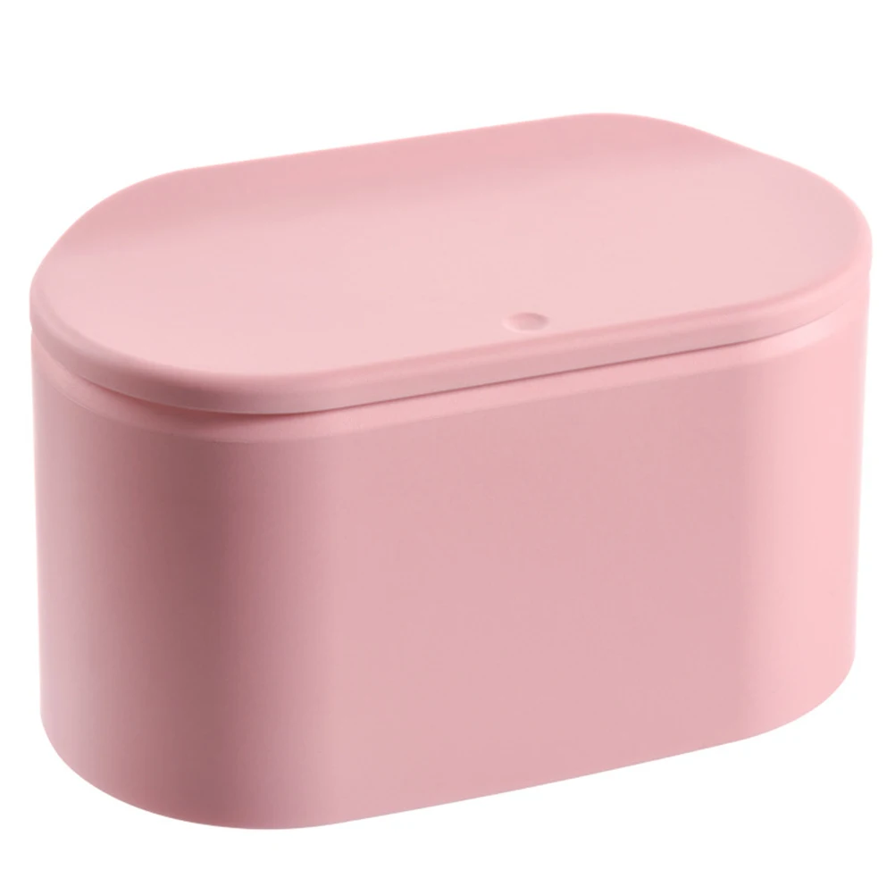 

1pc Press Button Trash Color Premium Material Easy Open Close Lid No Odor Desktop Pink Office Garbage Can Plastic Trash