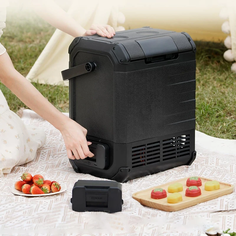 ตู้เย็นคอมเพรสเซอร์10L ตู้เย็นแบบพกพาแบตเตอรี่แบบพกพา12/24V ระบายความร้อนเร็วเหมาะสำหรับรถบรรทุก RV รถตู้การตั้งแคมป์