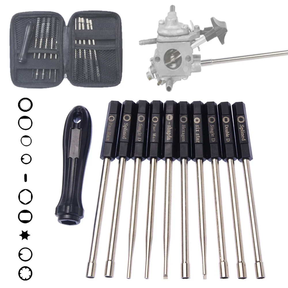 11pcs Professional Chainsaw Car Motorcycle Universal Carburetor Adjustment Tool Screwdriver Cleaning Brush Set Repair Kit