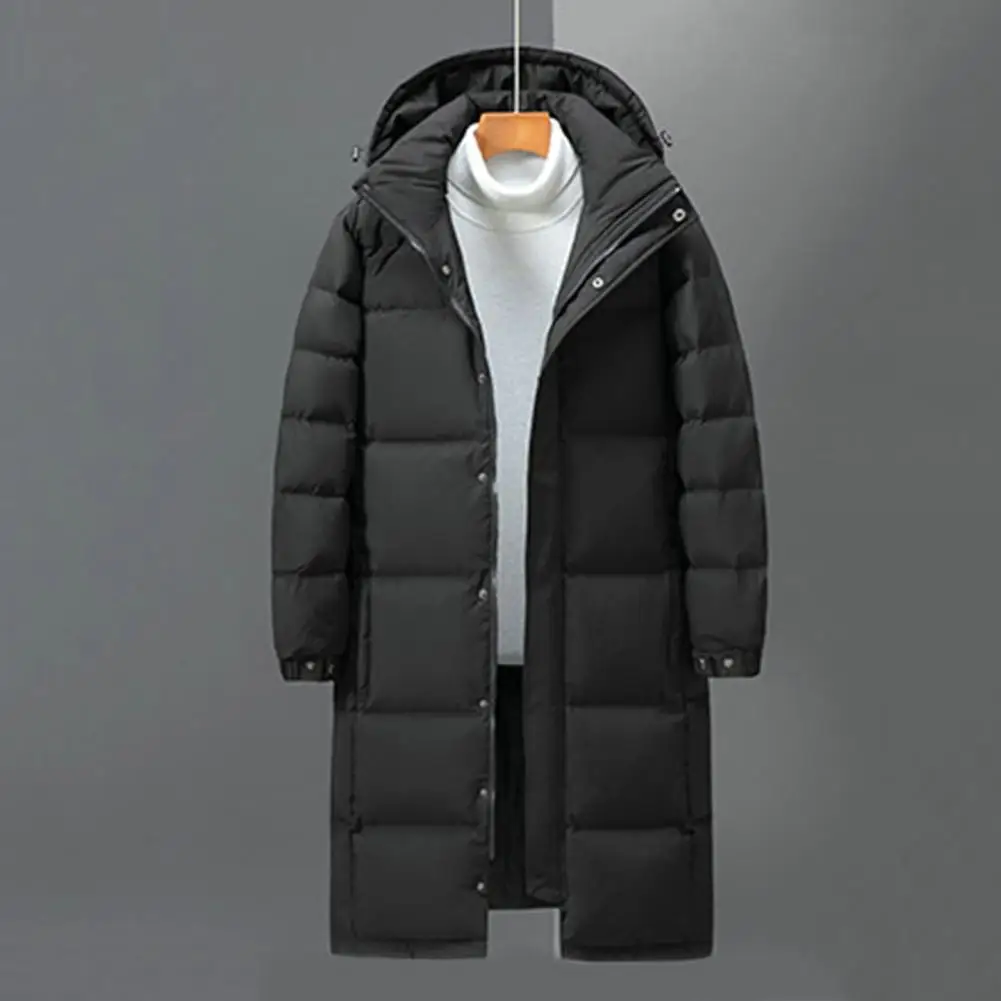 Unisex Winter Katoenen Jas Gewatteerde Opstaande Kraag Capuchon Hals Bescherming Warme Effen Kleur Halflange Zakken Paar Winter Dons Jas