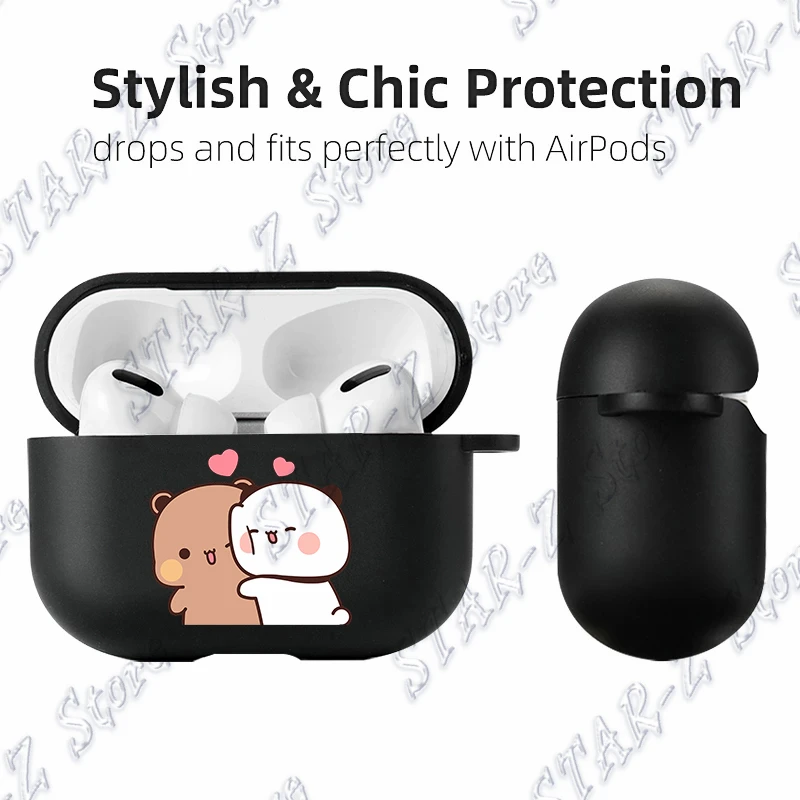 Cute Bubu Dudu Couple Bear Soft Silicone Case for Apple Airpods Pro 2 1 3 Baby Panda Love Shockproof Air Pods Earphone Box Cover