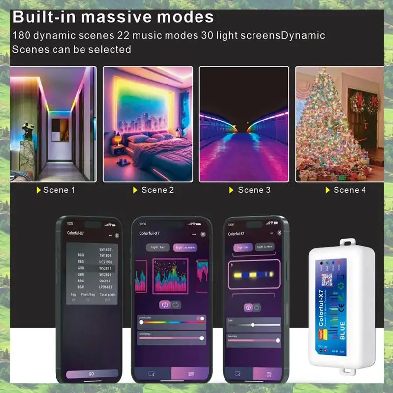 

A59Z-RGB LED Strip Light Controller DC5V-24V Tuya Bluetooth Music Controller Ambient Light Controller Smart App Control