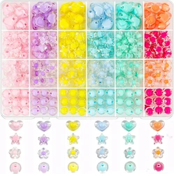 1 doos schattige acryl kralen armband maken kit hart ster bloem stijl ronde spacer losse kralen voor sieraden maken diy accessoires