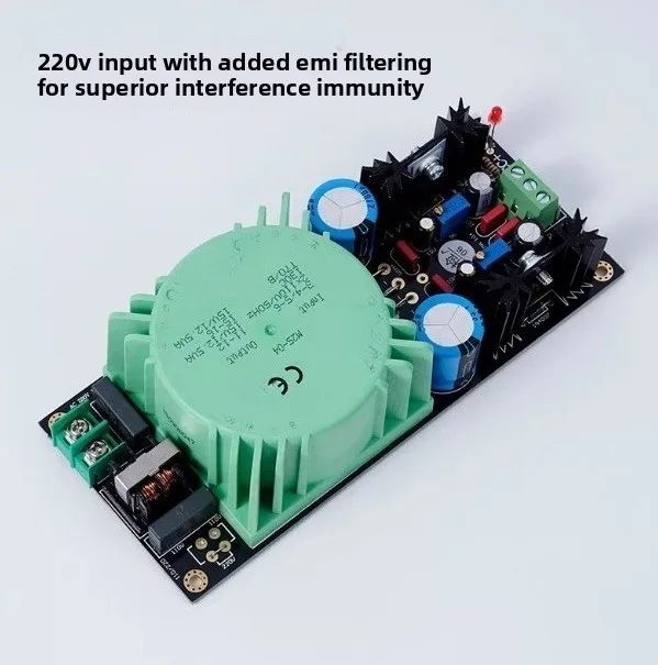LM317/LM337 Adjustable Regulated Power Supply Board Kit Transformer Output Compatible with Sealed Toroidal Coil EMI Filter