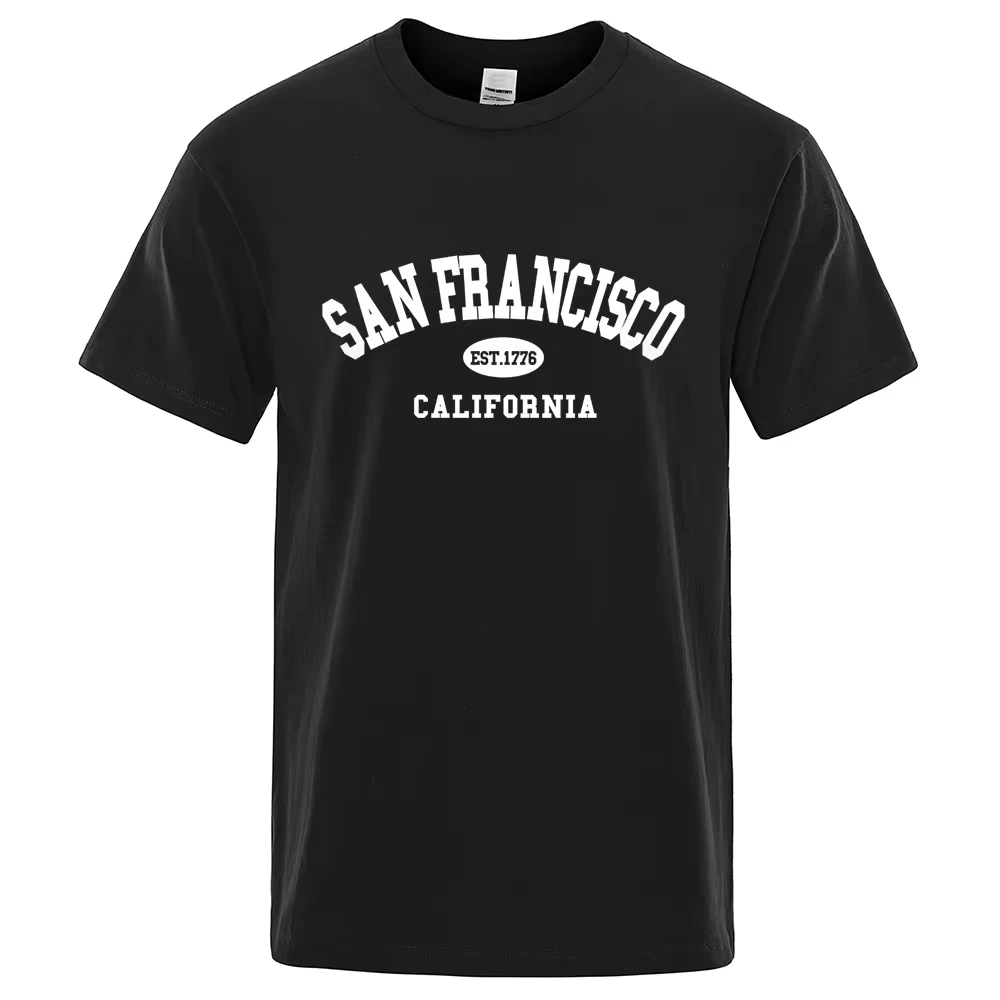 

Sanfrancisco Est.1776 California Letter T-Shirts Men Fashion Oversized Tops Summer Tshirt Loose Designer Luxury Tee Clothing