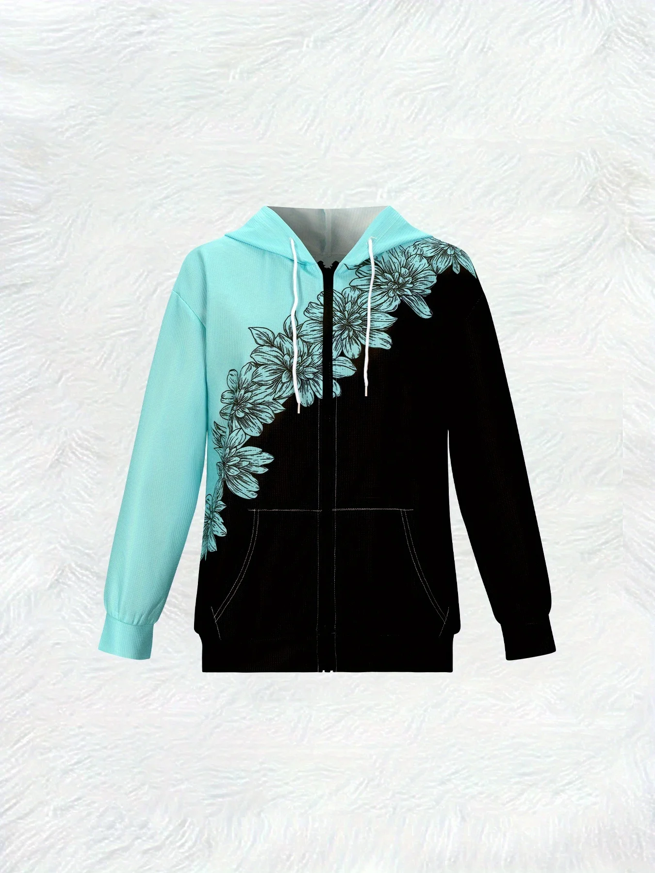 プリントデザイン レディース スプライスフローラルジップフー - Women'S Fashion Zip Hoodie のレビューと価格