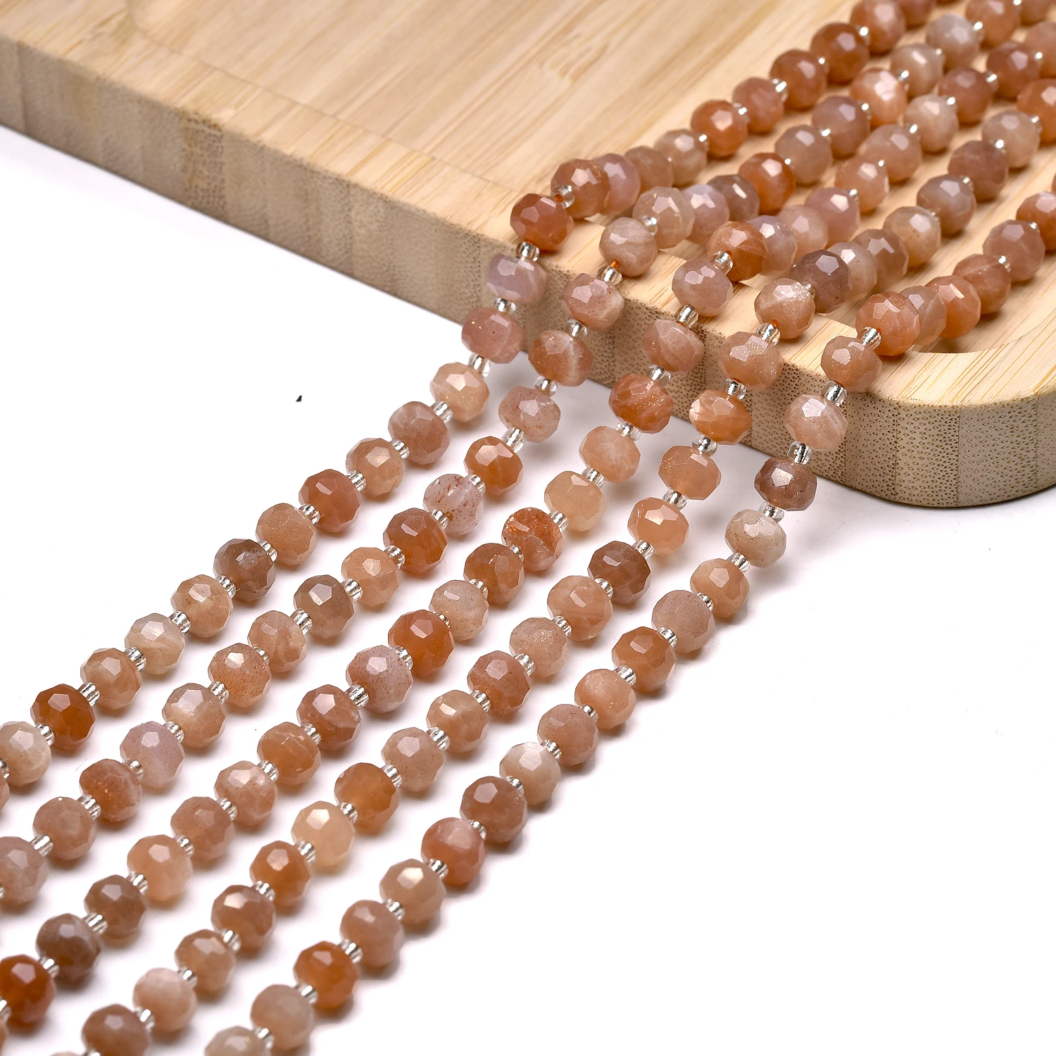 

Wholesale 5A Natural Orange Sunstone Cuts Faceted Rondelle Stone Beads For Jewelry Making DIY Bracelet Necklace 6*8mm