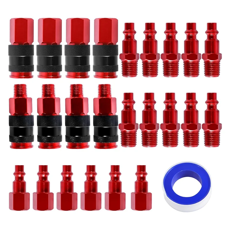 ABEZ 25Pcs Air Coupler And Air Plug Kit,1/4-Inch NPT Fittings,Air Fitting Set For Air Compressor,Air Hose Connect Fittings