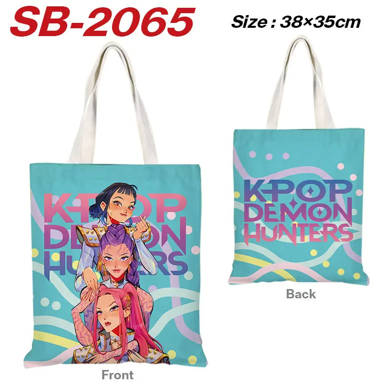 K-Pop Demon Hunters Toy Anime Kpop Girl Group Rumi Zoey Mira Figures Canvas Bag Student Shopping Single-Shoulder Bag Xmas Gift