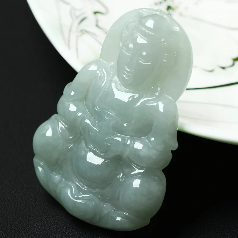 

Myanmar Natural Jade Guanyin Pendant Men's Fashion Pendant Necklace for Keeping Safe