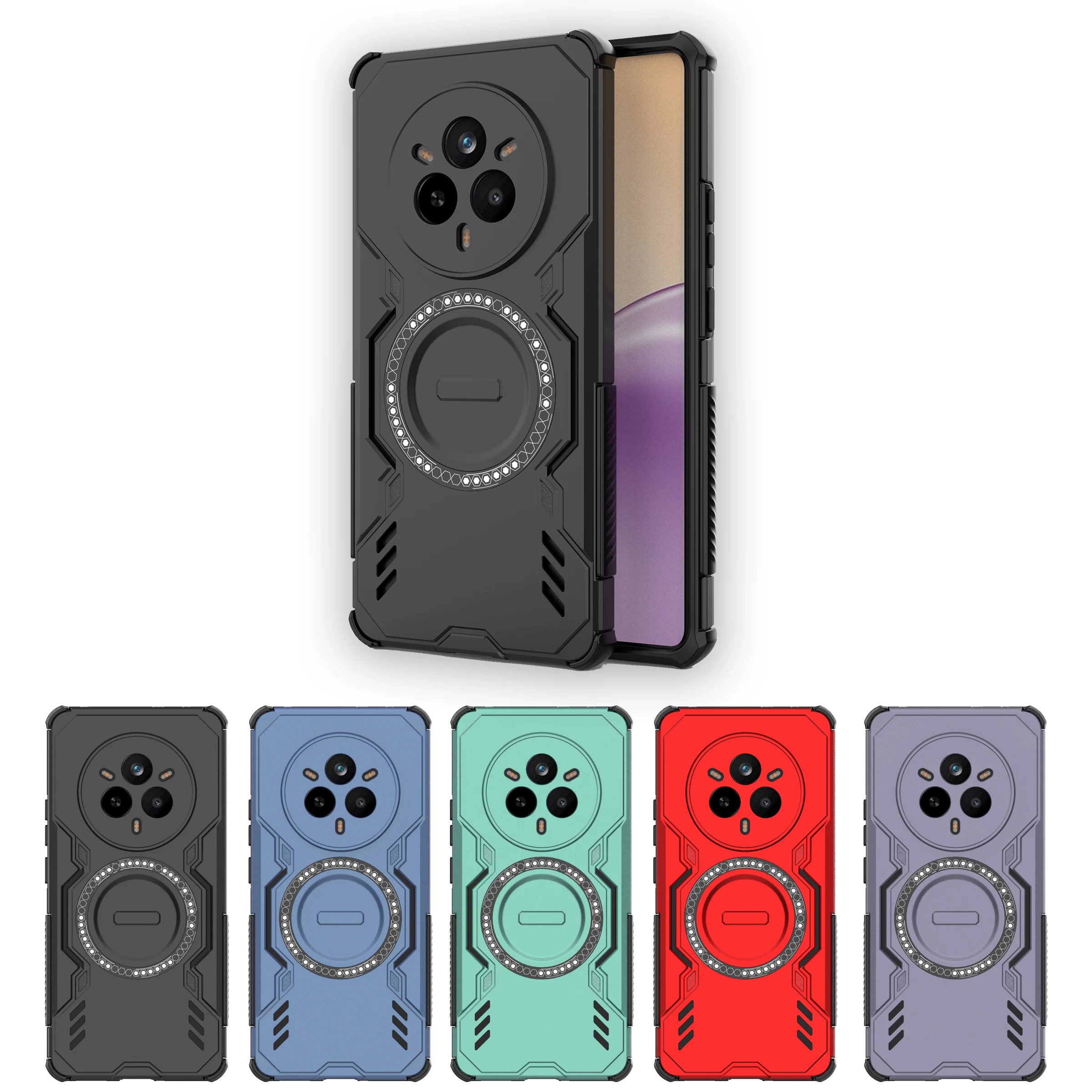 Magnetic Camera Lens Protection Hard PC Phone Case For Magsafe Honor X9c Smart,Realme 14 Pro Plus 5G Anti Shock Magnet Cover