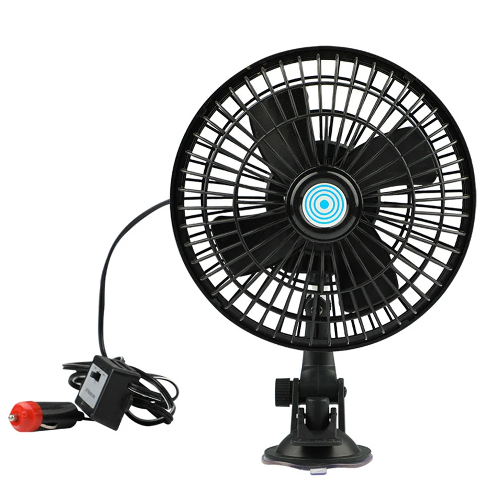 

12V/24V Car Fan 180° Adjustable Cigarette Lighter 2Speed Cooling Fan With Suction Cup for Car, Truck, RV