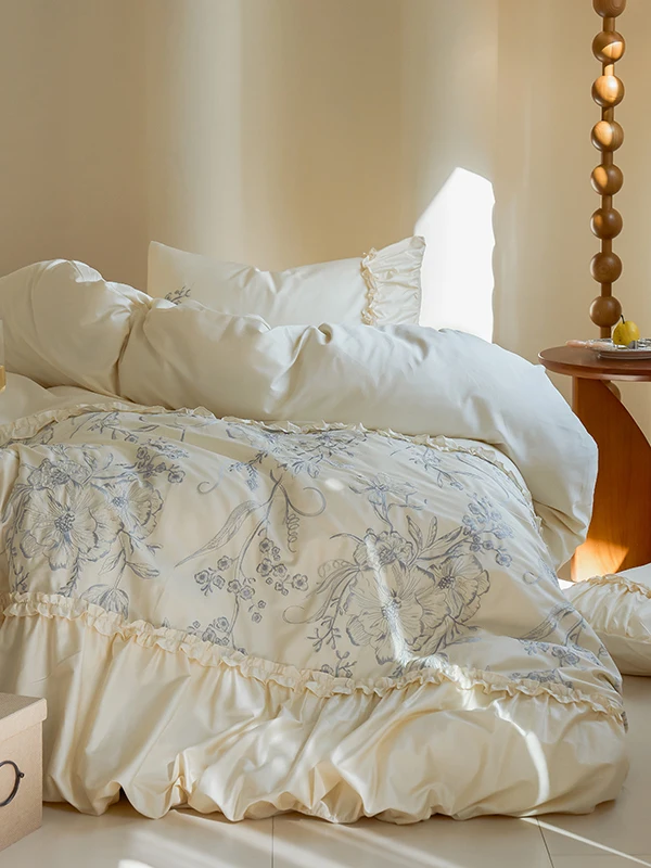 

Princ Sle Long Velvet Cotton Four-Piece Bedding Set High-eld Pure Cotton Quilt Coverlet Bed eet for All Seasons